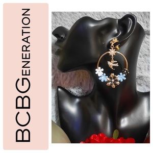 BCBG Hoop Earrings birds & floral